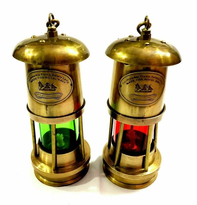 Vintage Time Set of 2 Antique Anchor Oil Lamp, Nautical Maritime Ship Lantern - Retro Handicrafts