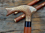 Walking Cane Nautical Brass Fish Handle Wooden Stick Decorate Gift For Him/her - Retro Handicrafts