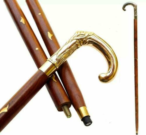 Walking stick Nautical Handmade Brass Designer Victorian Handle Black wooden - Retro Handicrafts