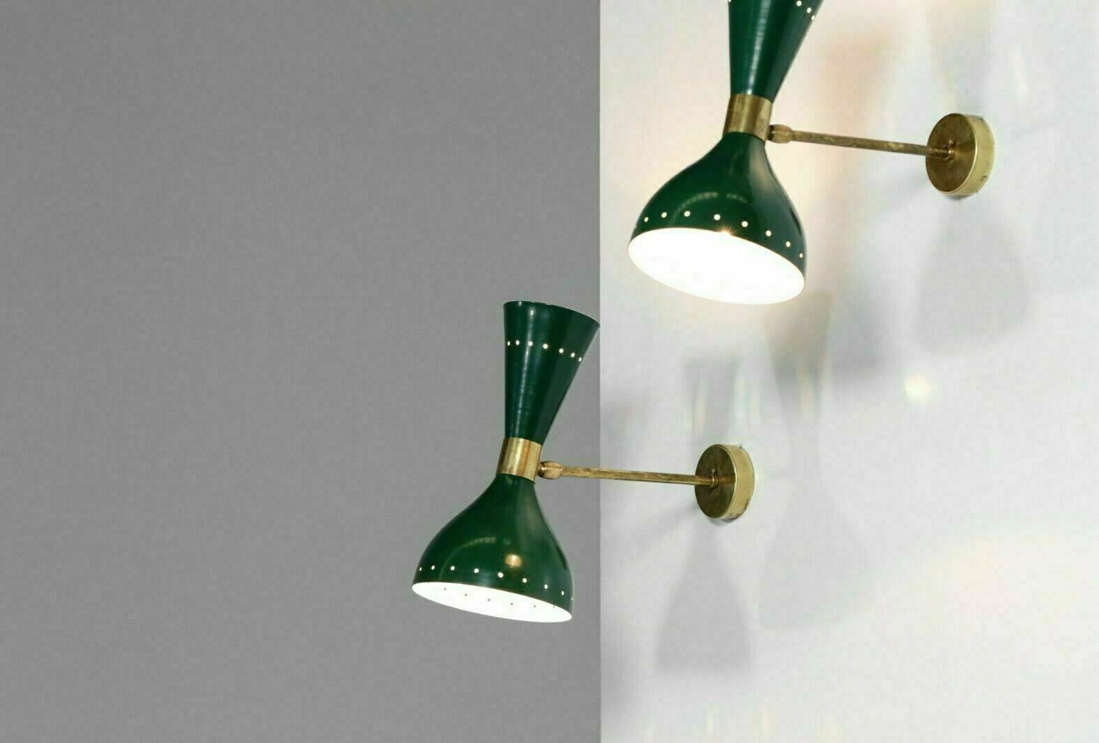 Wall Sconce Diabolo Pair of Modern Italian Lights Green Fixture Lamps Set of 2 - Retro Handicrafts