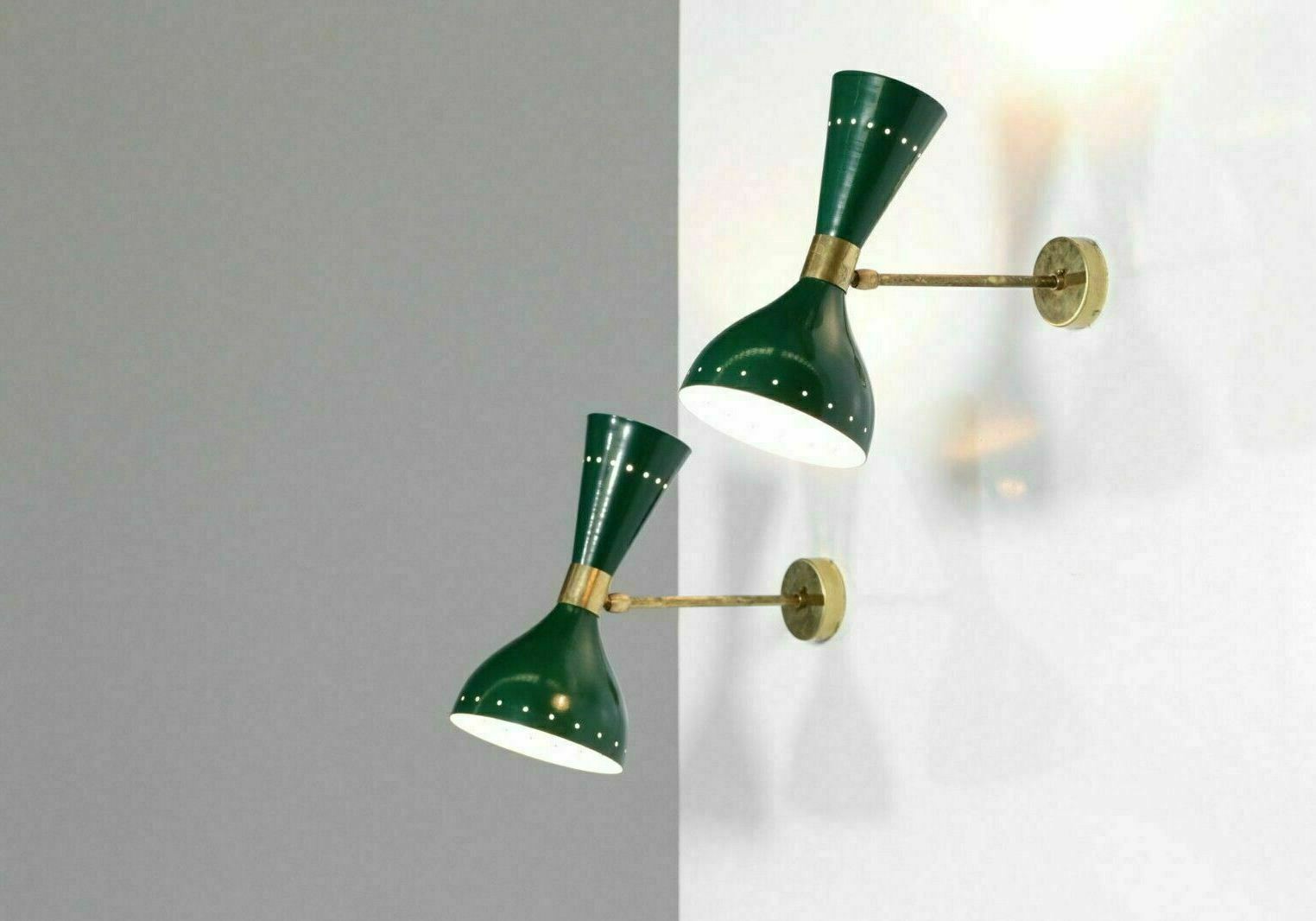 Wall Sconce Diabolo Pair of Modern Italian Lights Green Fixture Lamps Set of 2 - Retro Handicrafts