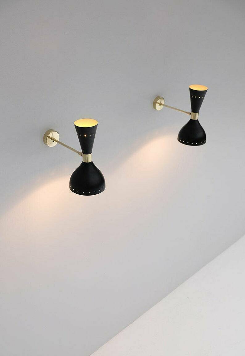 Wall Sconce Diabolo Pair of Modern Italian Wall Lights B&W Wall Fixture Lamps - Retro Handicrafts