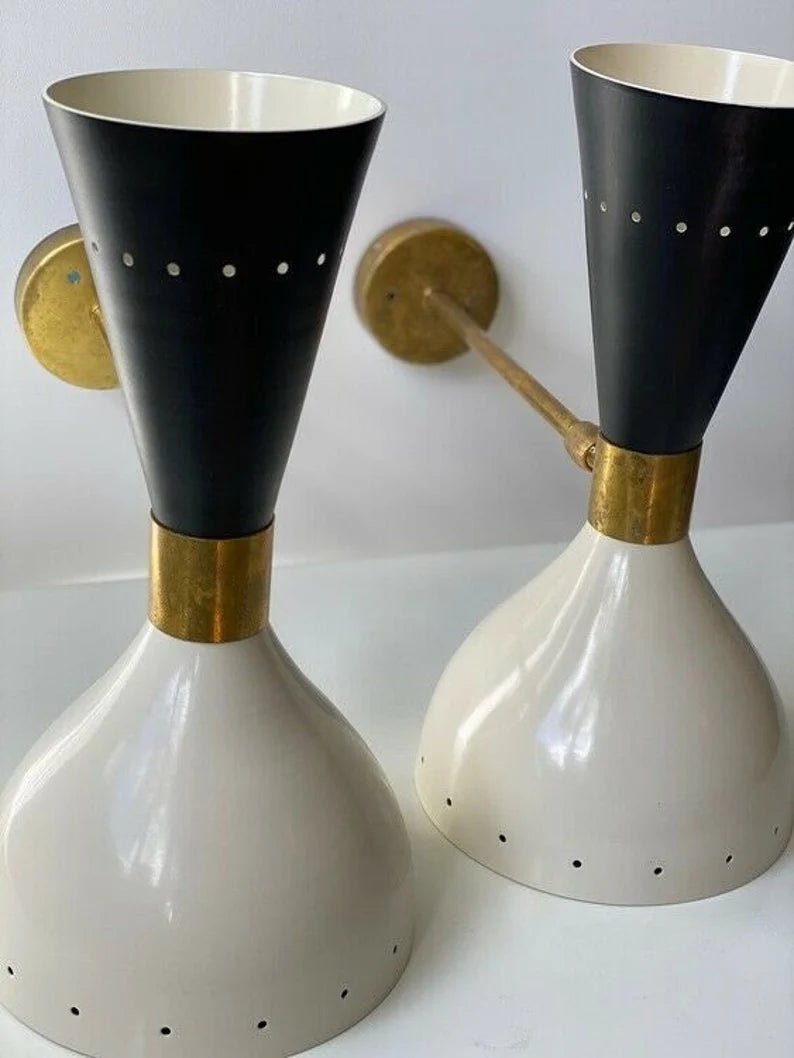 Wall Sconce Diabolo Pair of Modern Italian Wall Lights B&W Wall Fixture Lamps - Retro Handicrafts