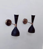 Wall Sconce Diabolo Pair of Modern Italian Wall Lights Sconce Full Black Wall Fixture Lamps - Retro Handicrafts