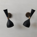 Wall Sconce Diabolo Pair of Modern Italian Wall Lights Sconce Full Black Wall Fixture Lamps - Retro Handicrafts