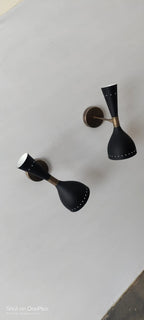 Wall Sconce Diabolo Pair of Modern Italian Wall Lights Sconce Full Black Wall Fixture Lamps - Retro Handicrafts