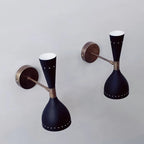 Wall Sconce Diabolo Pair of Modern Italian Wall Lights Sconce Full Black Wall Fixture Lamps - Retro Handicrafts