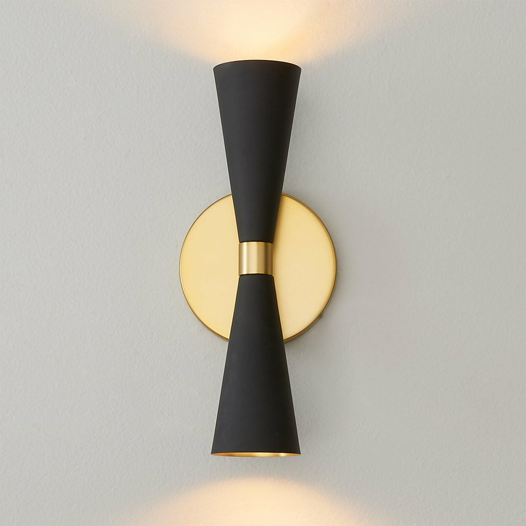Wall Sconce Italian Cone Mid Century Lamps Lighting Wall Fixture Two Bulb Black - Retro Handicrafts