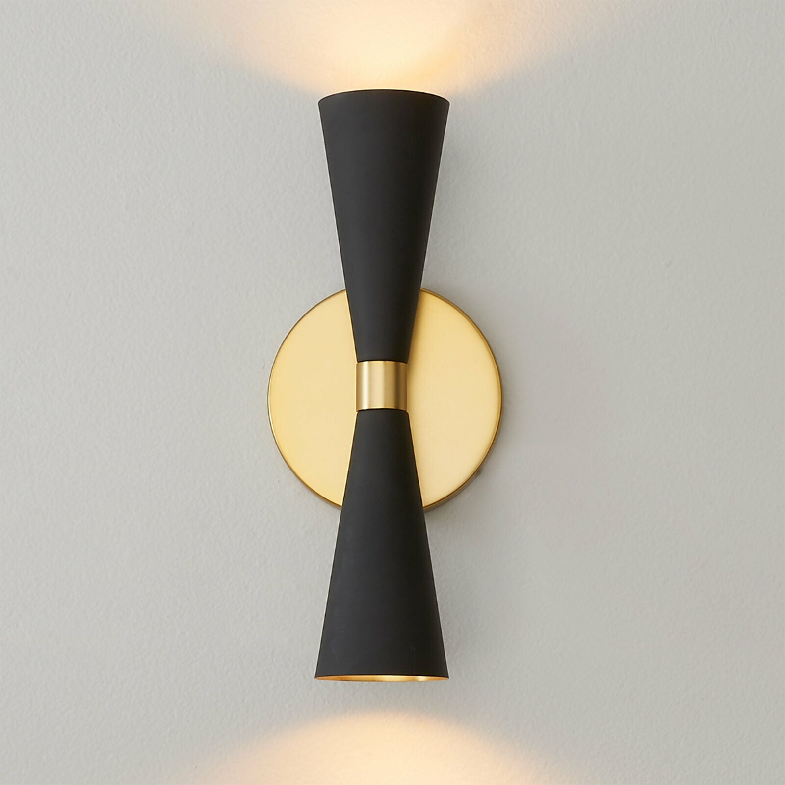 Wall Sconce Italian Cone Mid Century Lamps Lighting Wall Fixture Two Bulb Black - Retro Handicrafts
