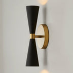 Wall Sconce Italian Cone Mid Century Lamps Lighting Wall Fixture Two Bulb Black - Retro Handicrafts