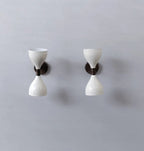 Wall Sconce Light - Fixture 2 Bulb Pair 1950's Mid Century Italian Wall Sconce - Retro Handicrafts