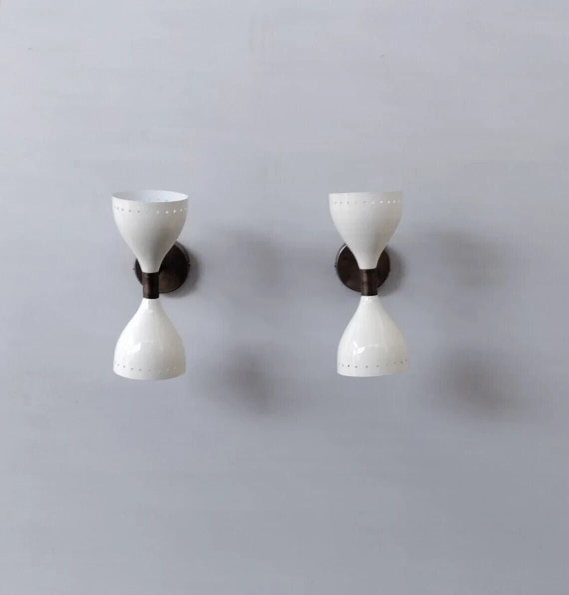 Wall Sconce Light - Fixture 2 Bulb Pair 1950's Mid Century Italian Wall Sconce - Retro Handicrafts