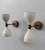 Wall Sconce Light - Fixture 2 Bulb Pair 1950's Mid Century Italian Wall Sconce - Retro Handicrafts