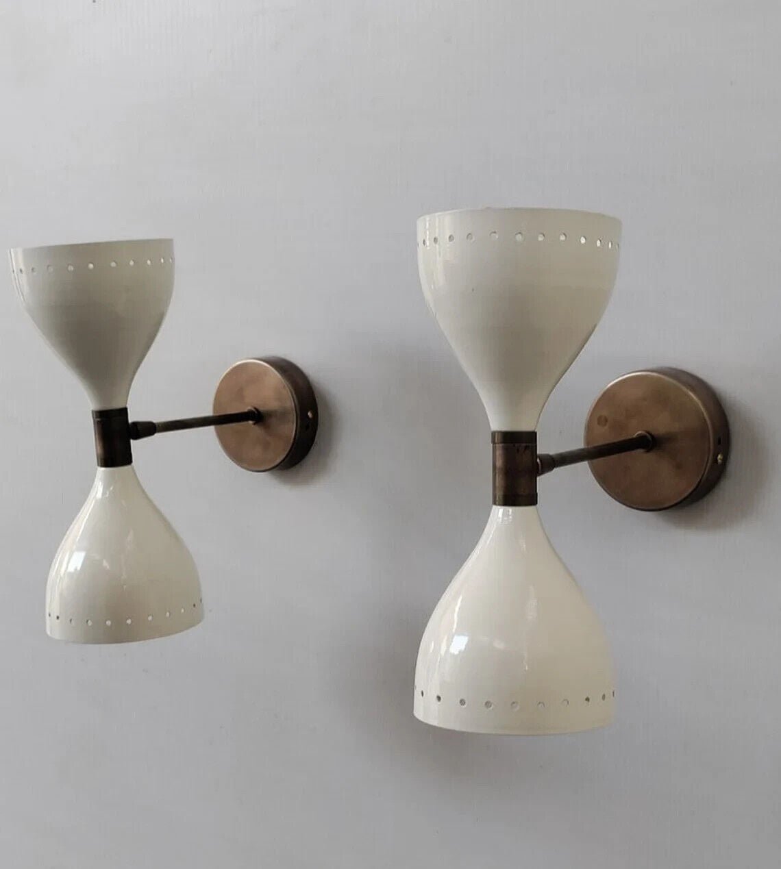 Wall Sconce Light - Fixture 2 Bulb Pair 1950's Mid Century Italian Wall Sconce - Retro Handicrafts