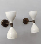 Wall Sconce Light - Fixture 2 Bulb Pair 1950's Mid Century Italian Wall Sconce - Retro Handicrafts