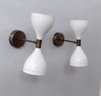 Wall Sconce Light - Fixture 2 Bulb Pair 1950's Mid Century Italian Wall Sconce - Retro Handicrafts