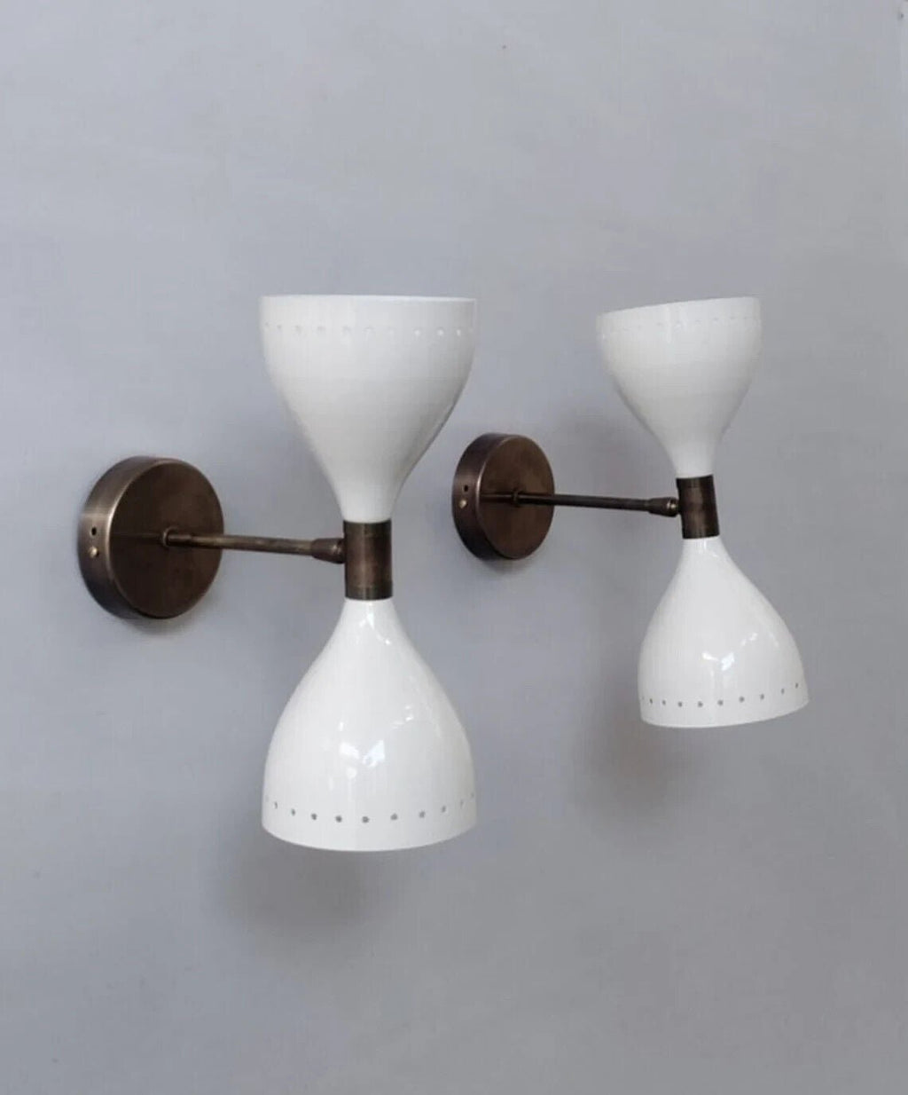 Wall Sconce Light - Fixture 2 Bulb Pair 1950's Mid Century Italian Wall Sconce - Retro Handicrafts