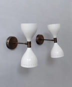 Wall Sconce Light - Fixture 2 Bulb Pair 1950's Mid Century Italian Wall Sconce - Retro Handicrafts