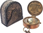 Indian rosewood storage case with engraved brass compass, ideal gift for son on special occasions.