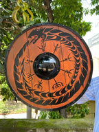 The 24-inch wooden Viking shield, a perfect gift for Viking history enthusiasts, collectors, and medieval reenactors