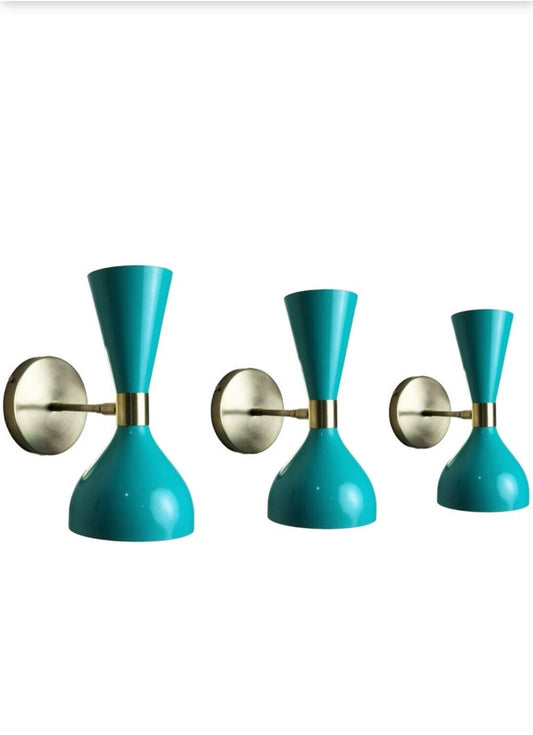 Set Of 3 Beautiful Brass Dual Shade Brass Wall Scone Italian Style Wall Lamp