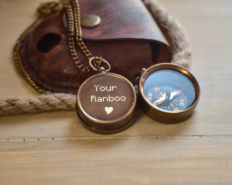 Your Tommy Your Tubbo Compass Necklaces, Personalized Compass Necklace, 2 pcs Engraved Compass Necklace, Working Compass, Small Necklace