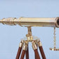 Telescope With Wooden Tripod Maritime Nautical Gold Finish Telescope Travel Gift