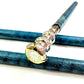 Brass blue leather finish wooden walking stick canes