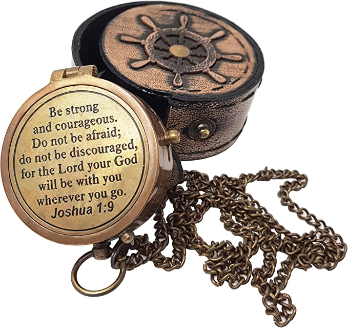 Be Strong and Courageous Engraved Compass, Confirmation Gift Ideas, Baptism Gifts