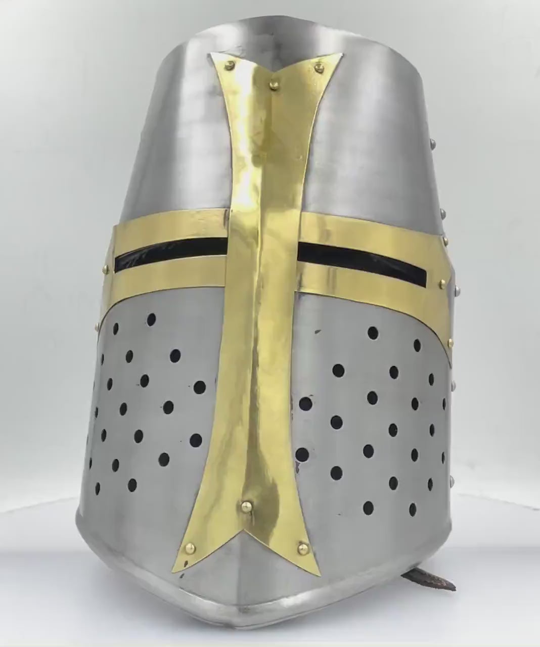 Medieval Crusader Helmet Templar Knight Helmet Silver Finish Crusader Helmet