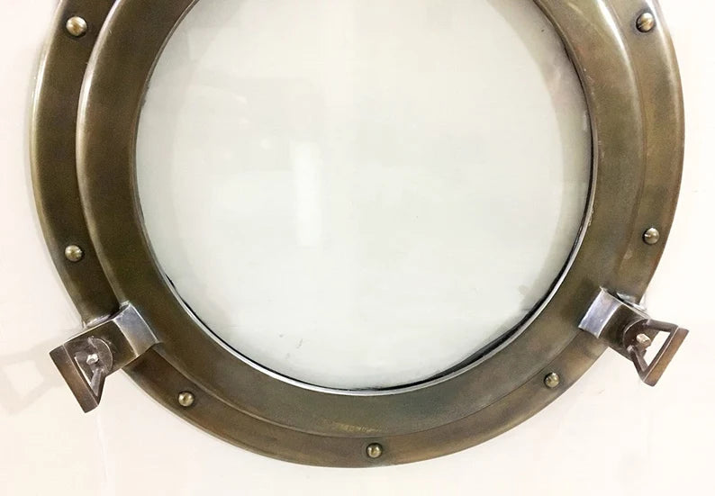 Antique Porthole Mirror: Nautical Maritime Wall Decor - Glass Ship Porthole Gift