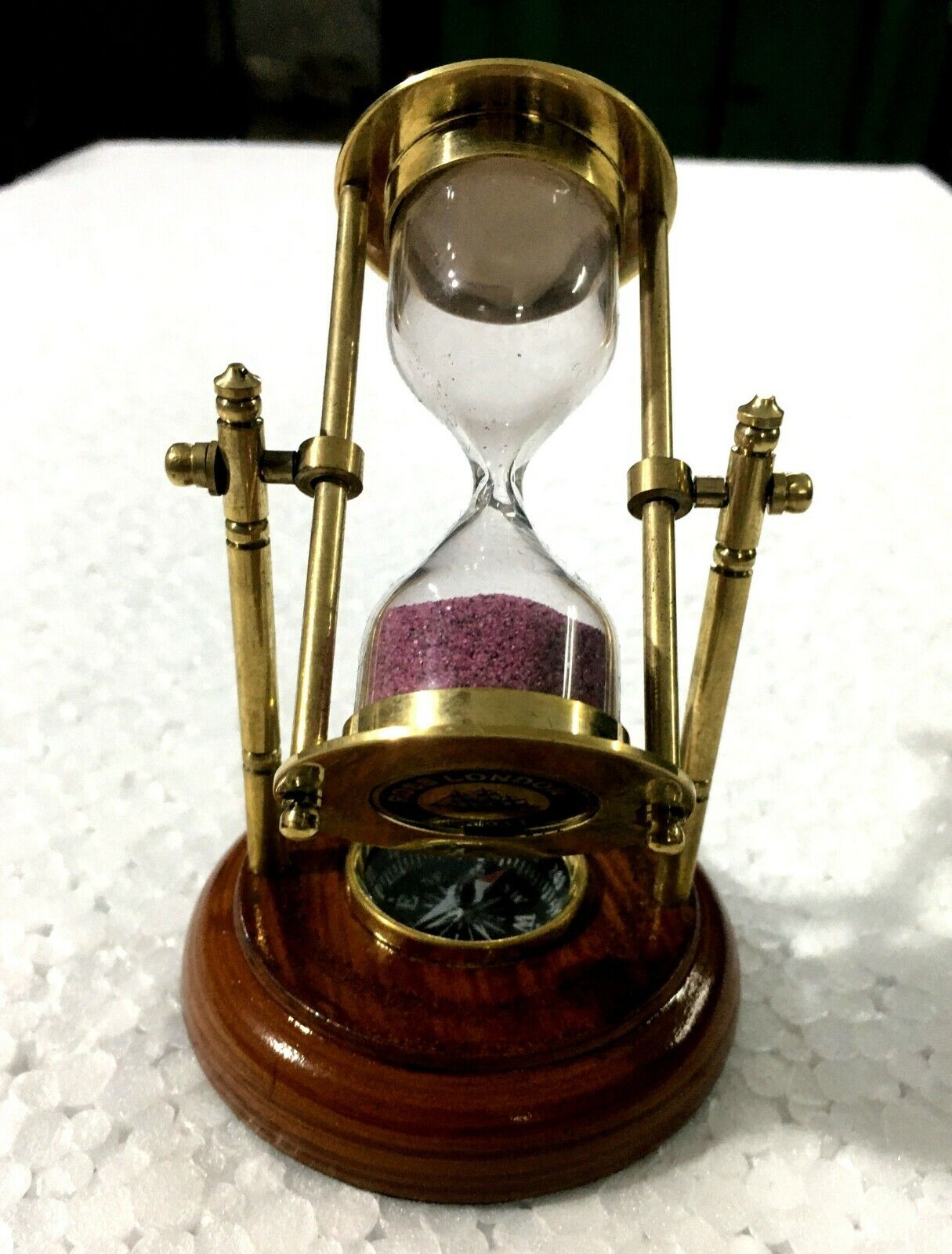 Brass Hourglass / Brass Sand Glass / Table Top Brass Décor, Brass