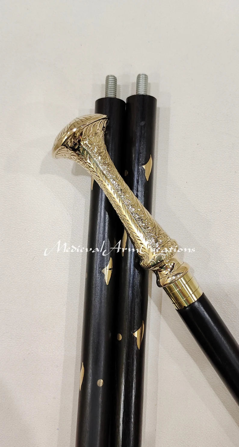 Long Knob Head handle Brass Decorative Walking Stick