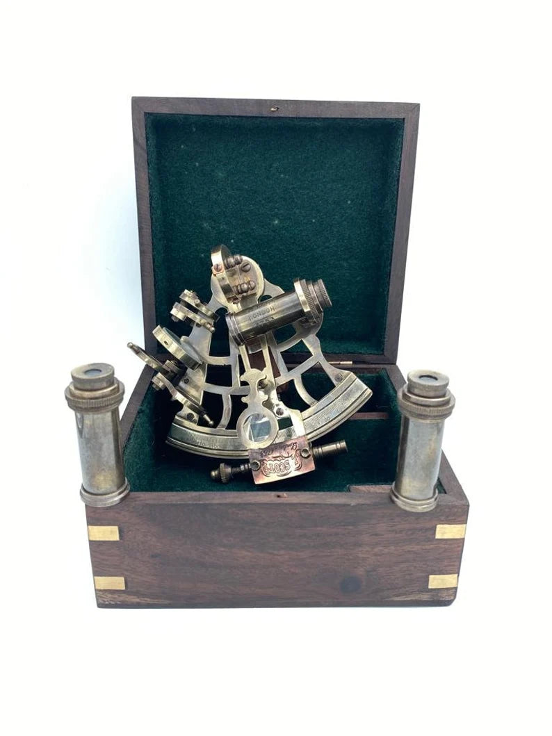 Navigational Brass Sextant Marine Nautical Sextant With Wooden Box Navigational Marine