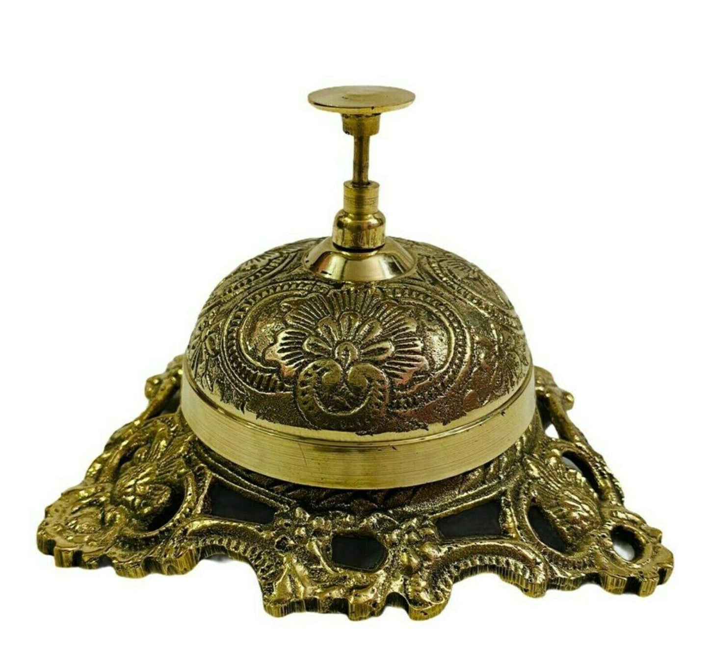 Vintage Antique Brass Ornate Hotel Counter Bell Service Nautical Designer Bell