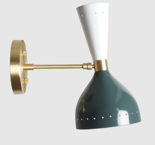 1950's Mid Century Brass Italian Diabolo Wall Sconce Light -Fixture 2 Bulb Pair