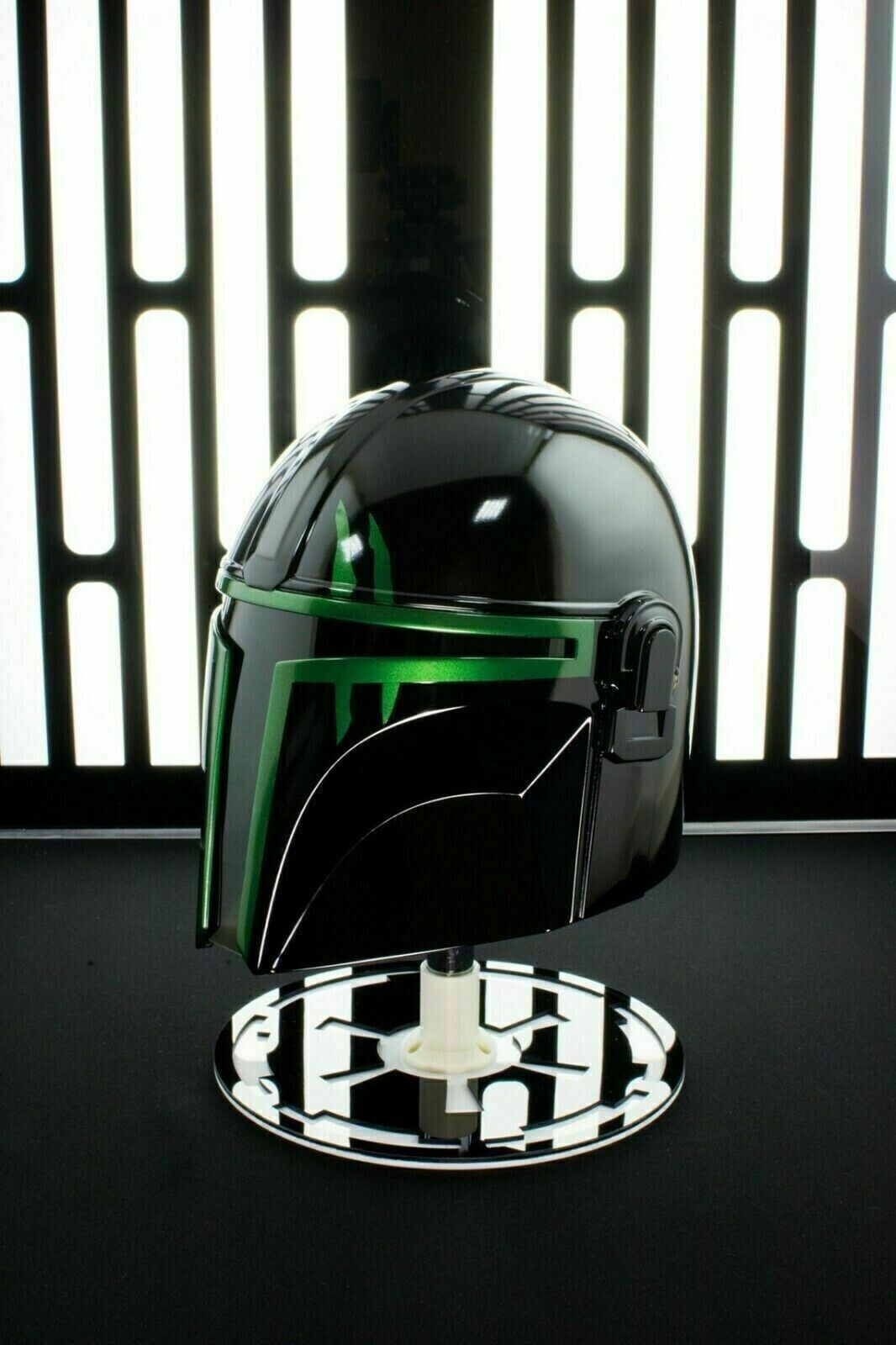 Mandalorian Steel Helmet Medieval Star Wars Black Series Black Green Wearable