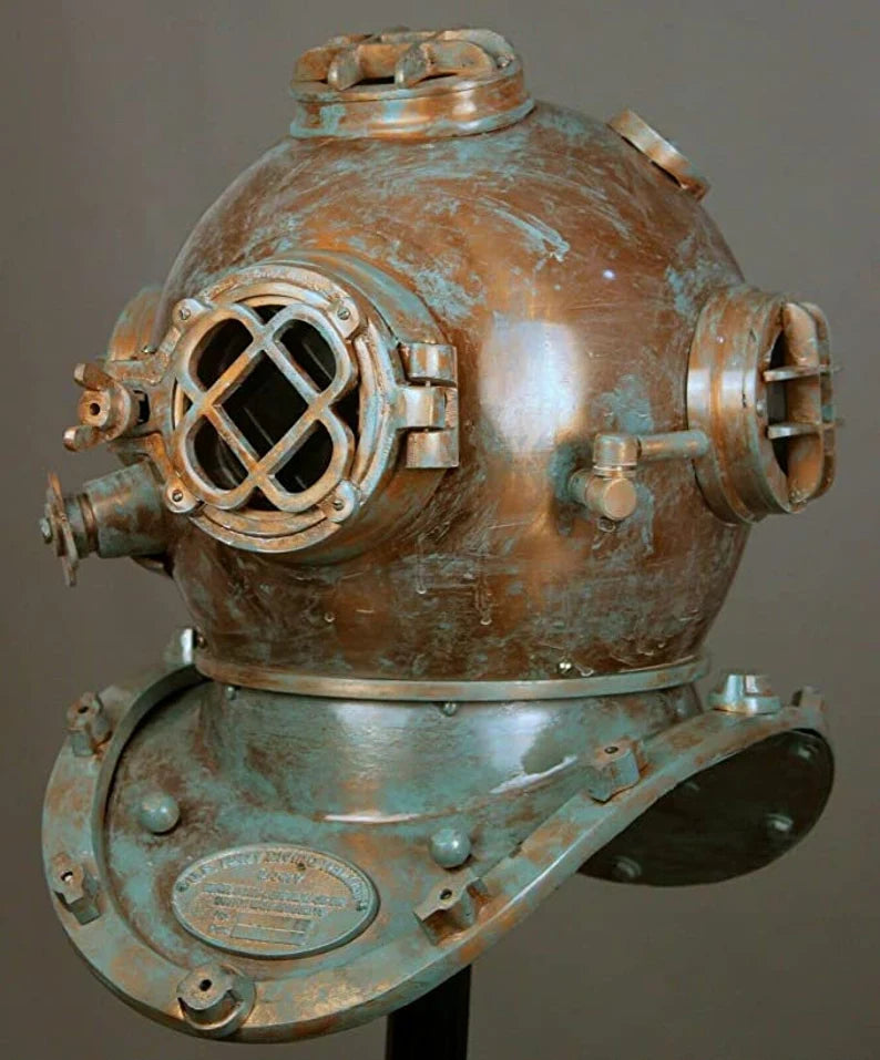 Diving Helmet Antique U.S Navy Mark V Steel & Brass