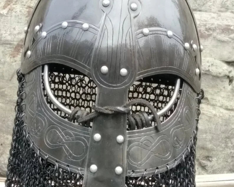 Viking Warrior Helmet ~ Battle Ready Norman Helmet ~ Handmade Steel Helmet With riveted Chain mail