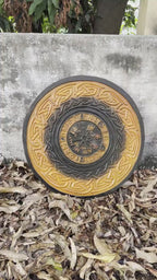 Viking Round Carving Shield 24 Inch – Knight Battle Medieval Warrior Ship Armor Wooden Shield for Home Décor & Unique Gift Ideas