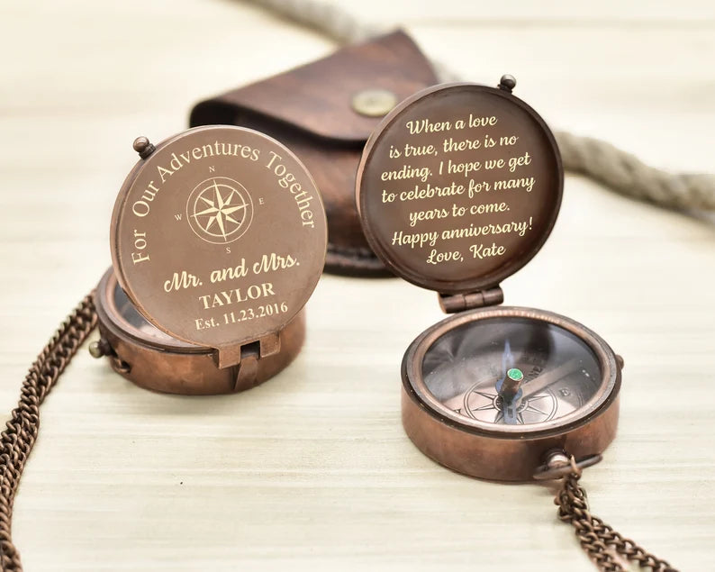 Personalized Nautical Compass, 8th Anniversary Gift for Men, Gifts