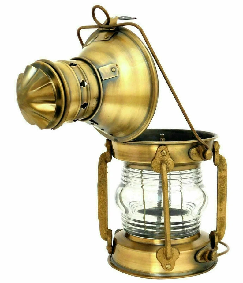 PIRU Brass Anchor Lamp - Ship Lantern (15, Antique Brass)