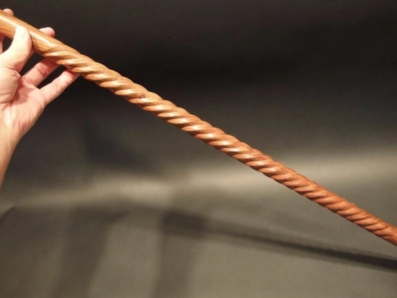 Antique Old Brass design rope spiral Brown Wooden Walking Stick
