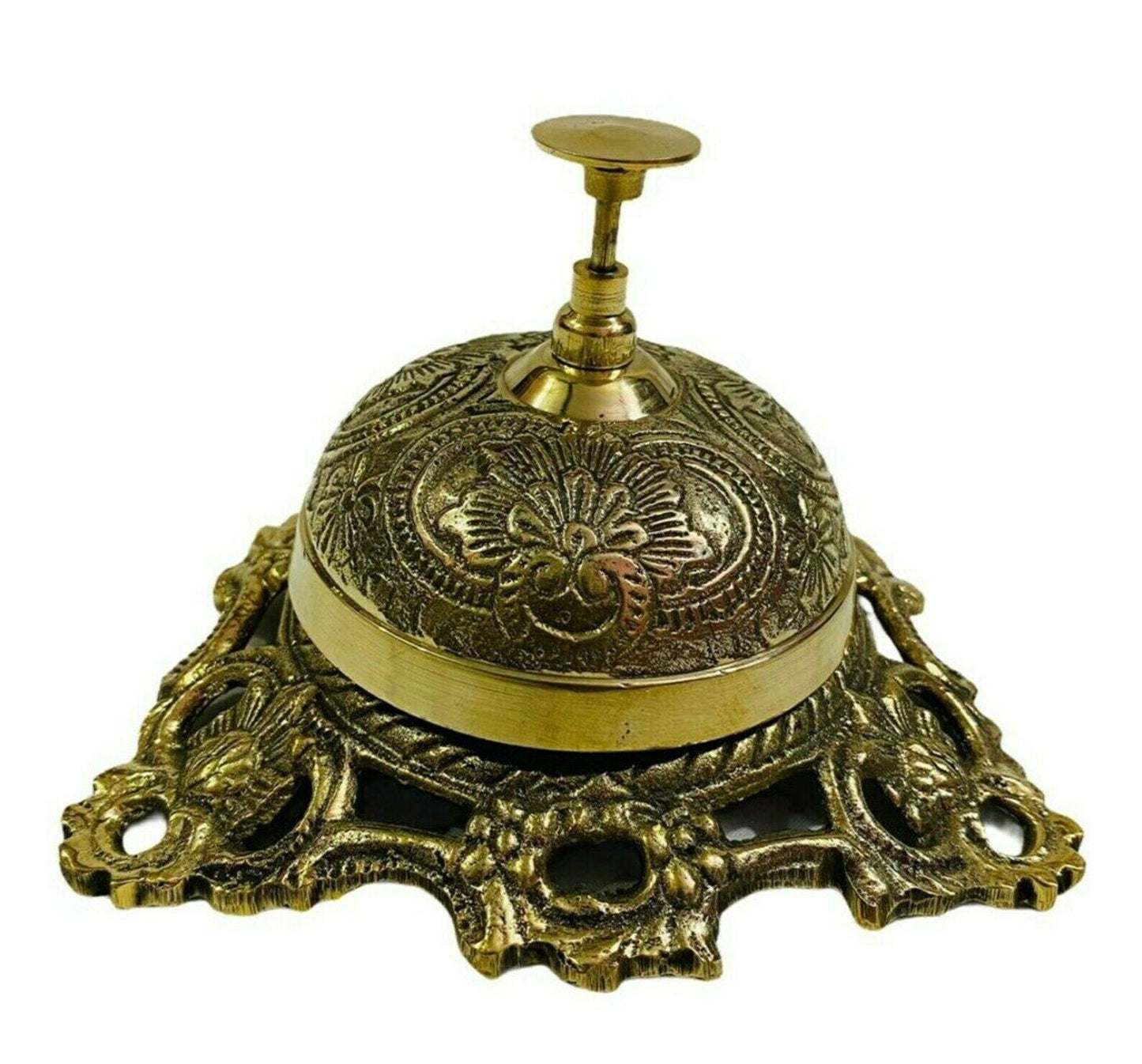 Vintage Antique Brass Ornate Hotel Counter Bell Service Nautical Designer Bell