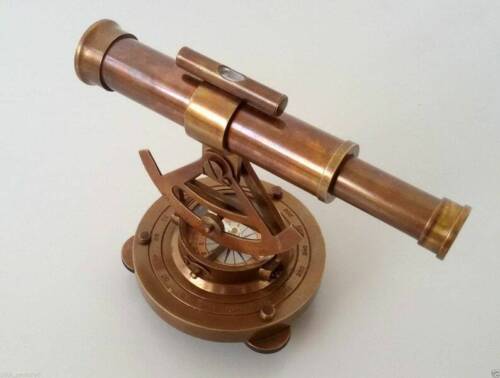 Theodolite Alidade Telescope Compass Instrument Solid Brass Antique Vintage Gift