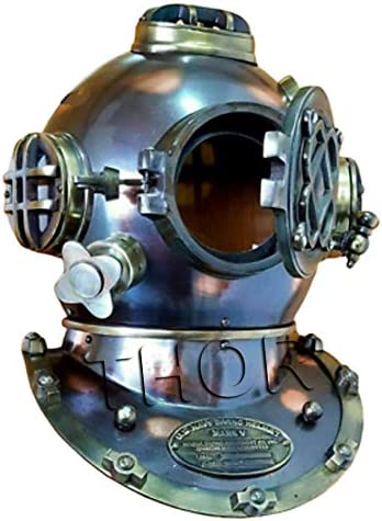 Antique Diving Divers Helmet Scuba U.S. Navy Mark V Deep Sea Full Size 18" Gift Rustic Vintage Home Decor Gifts
