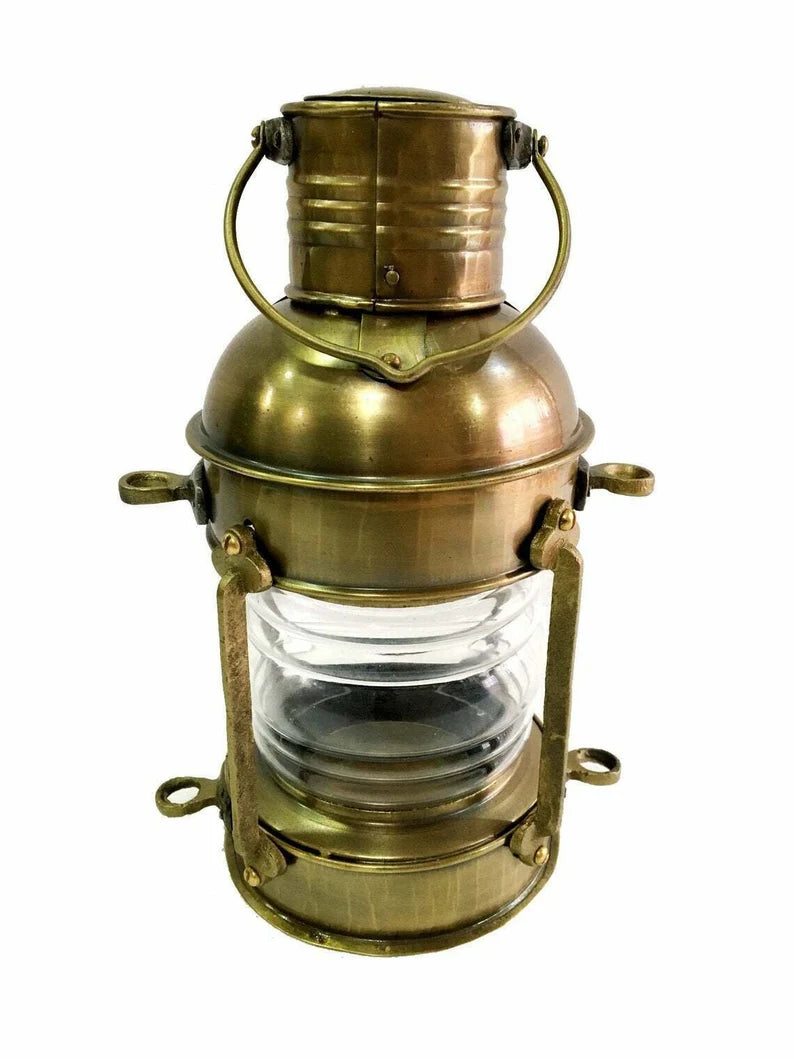 Nautical Antique 10" Ship Lamp Boat Oil Lantern, Maritime Collectible, Vintage Home Decor, Antique Outdoor Lighting
