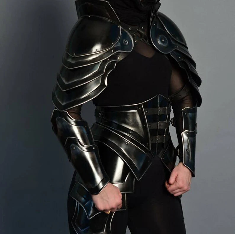 Pair of Gothic Bracers, Medieval Knight Armor, Blackened Steel Bracers,  Fantasy Warrior Clothing, Fantasy Larp Costume -  Hong Kong