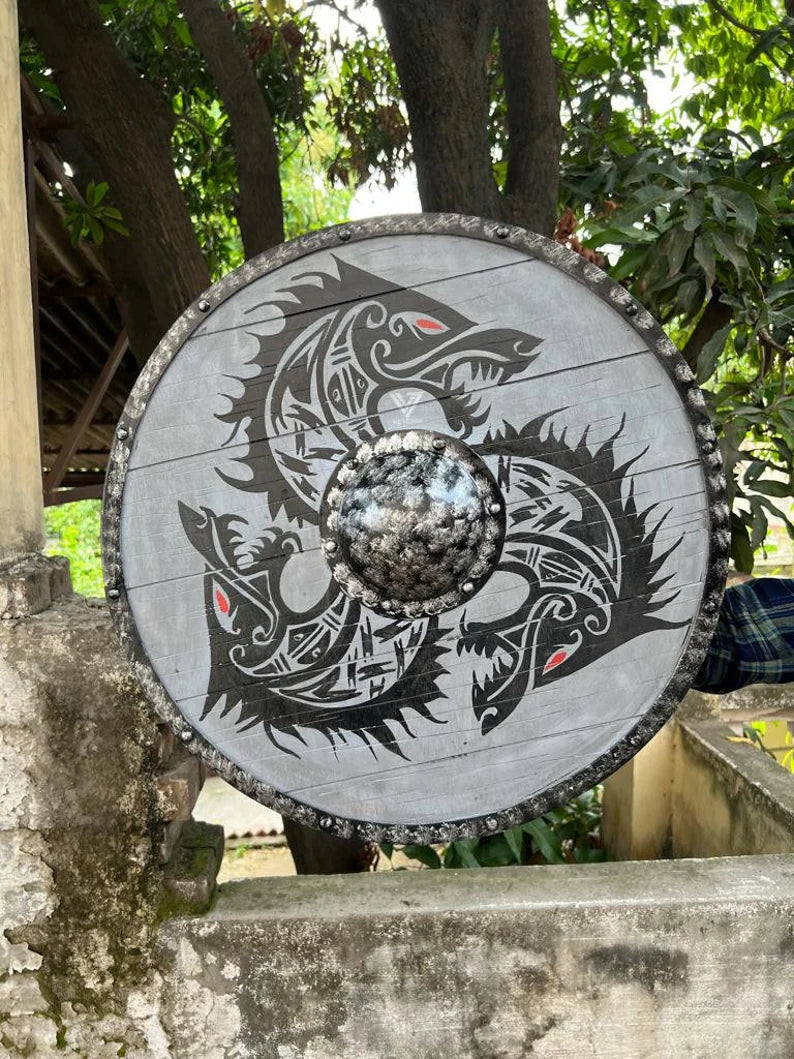Handicrafts Medieval 24 inch Wooden Viking Shield Handcrafted Battle Ready Shield.