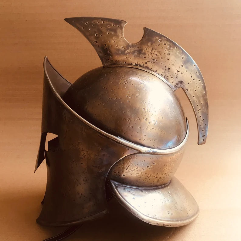 Rise of Spartan Movie Helmet - Fully Functional Medieval Wearable Helmet with Wooden Stand